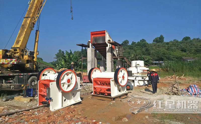 颚破+细颚破+制砂机现场 颚破+细颚破+制砂机现场